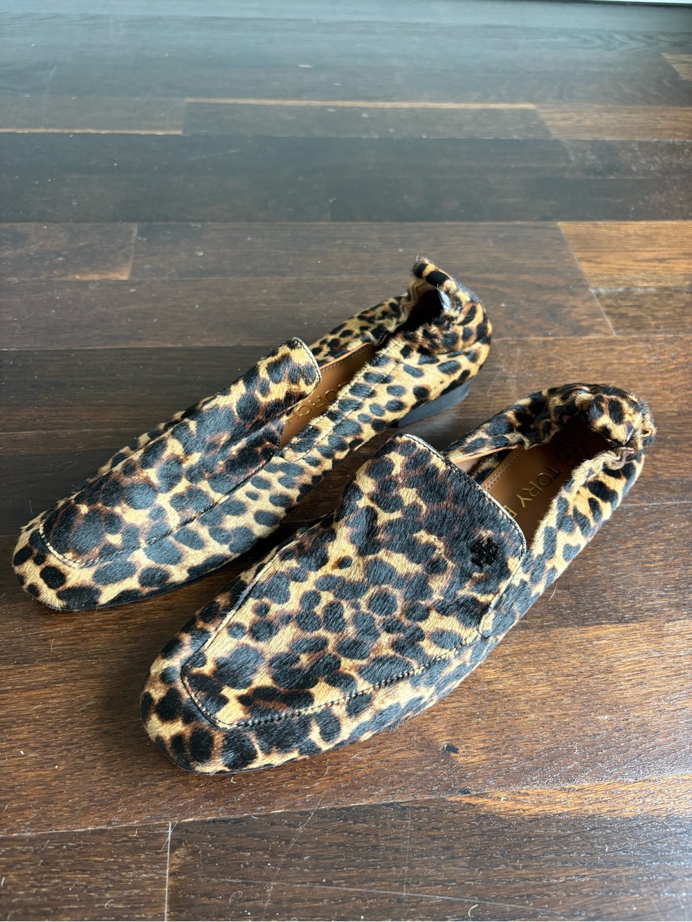 Tory Burch ponyhair leopard loafer